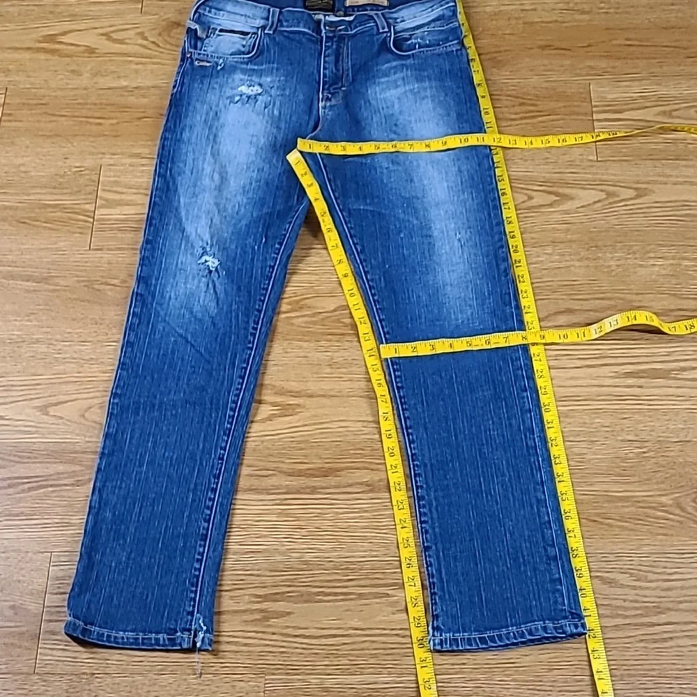 THIRD & ARMY MEN'S SLIM MECHANIC 34x30 DISTRESSED FADED DENIM 2013 JEAN